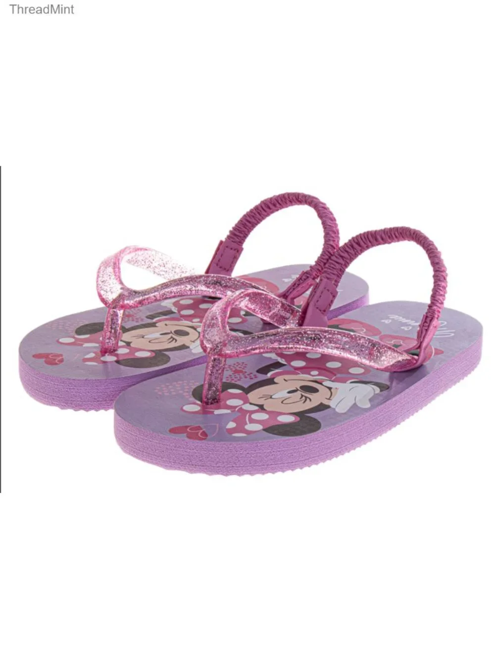 Girls Minnie Mouse Flip Flop Sandals with Backstrap for Beach Pool